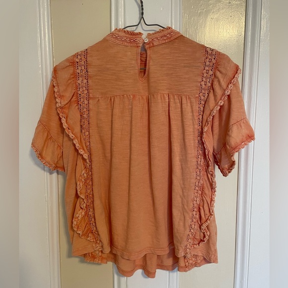NWT FREE PEOPLE Le Femme romantic top in XS winter coral - Picture 4 of 11